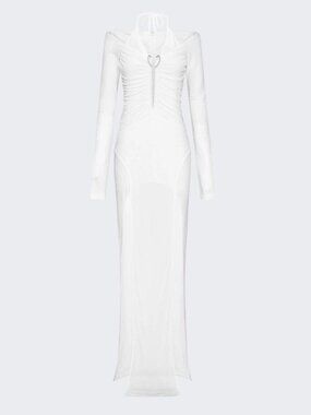 Dion Lee White Ruched Double Slit Maxi Dress AU 8 NWOT